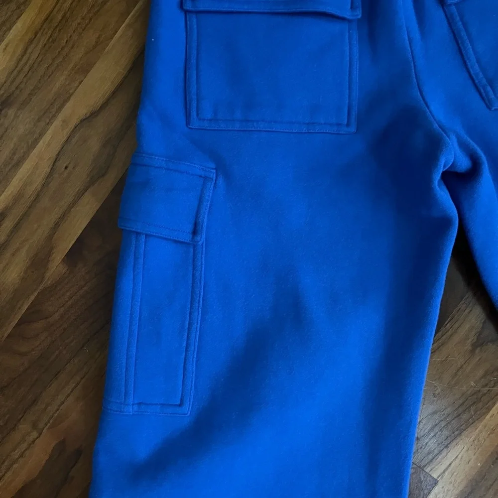 Aritzia TNA Sweatfleece Cozy Fleece Cargo Mega Fit Sweatpants in Jazz Blue, NEW